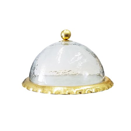 CLASSIC TOUCH DECOR Classic Touch MGC032 Glass Cake Dome Plate with Gold Border - 13.5 in. MGC032